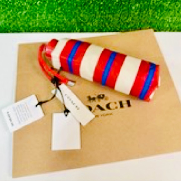 Coach Accessories - Coach Red, White, and Blue Striped Umbrella